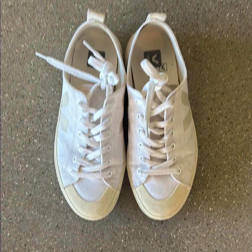 Veja Off-White Canvas Lace-Up Sneakers